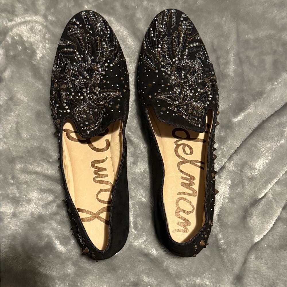 Sam Edelman Black Embellished Loafers